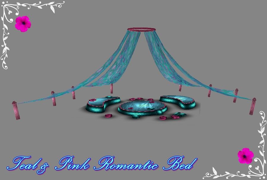 Teal  &amp; Pink Romantic Bed