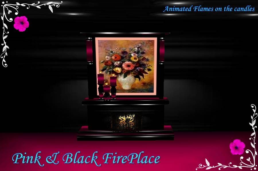 Pink &amp; Black Animated fire Place