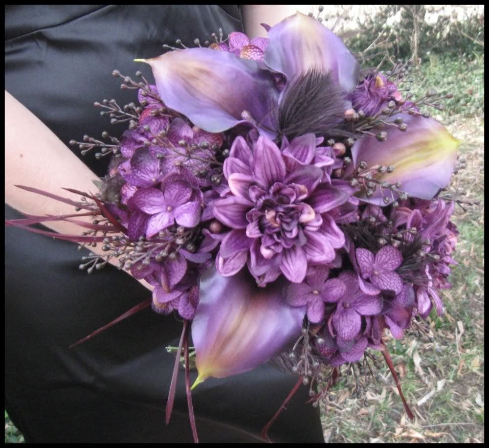 Dramatic Purple Scented Feather Bridalk Bouquet Pictures, Images and Photos