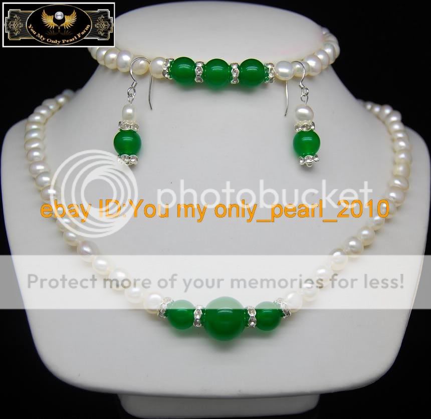 MPCultured Pearl Necklaces&Bracelets&Earrings set 925s  