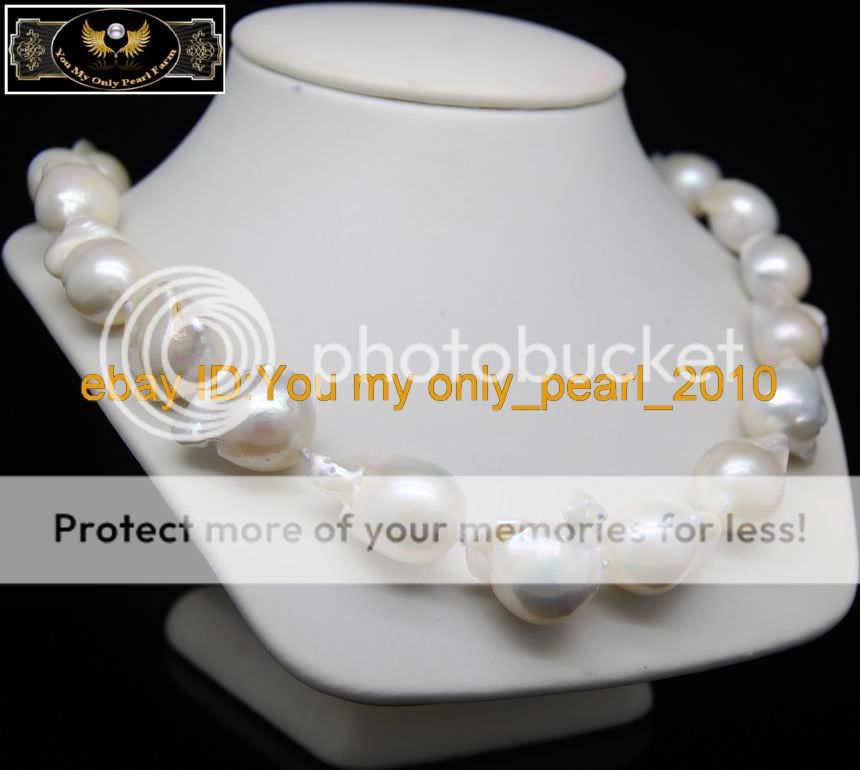 MP14K WG Natural abnormal shape white pearl necklaces  