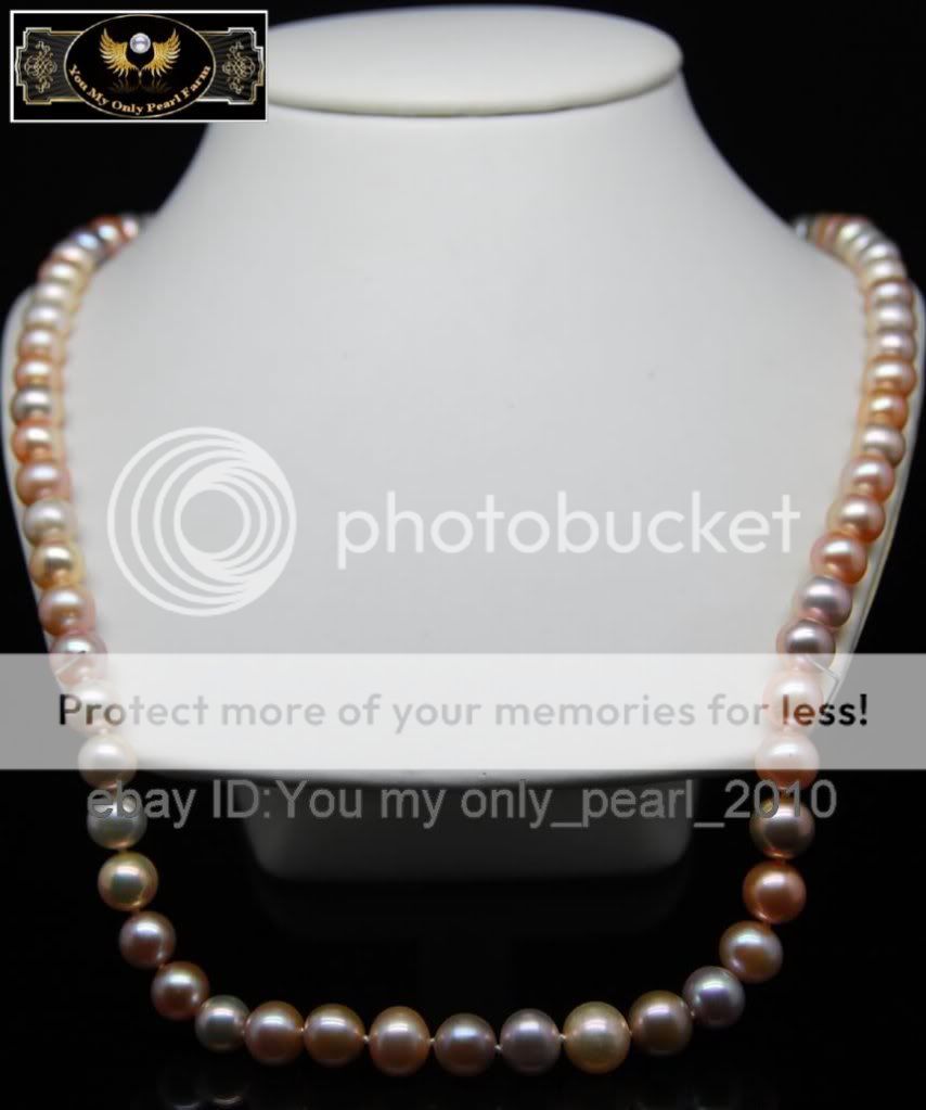 MPFine 7 8mm AAA colorful pearl 925S necklaces 24Long  